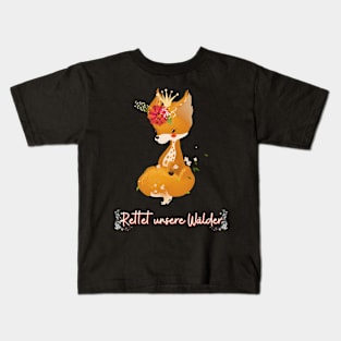 Fuchs Wald Retten Prinzessin Blumen Süß Kids T-Shirt